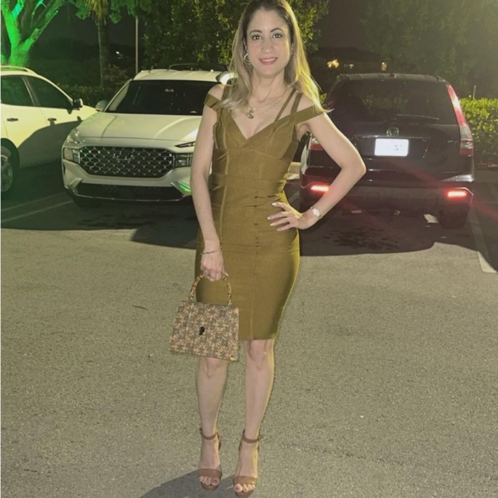 Fashion Nova Strapless Olive Dress